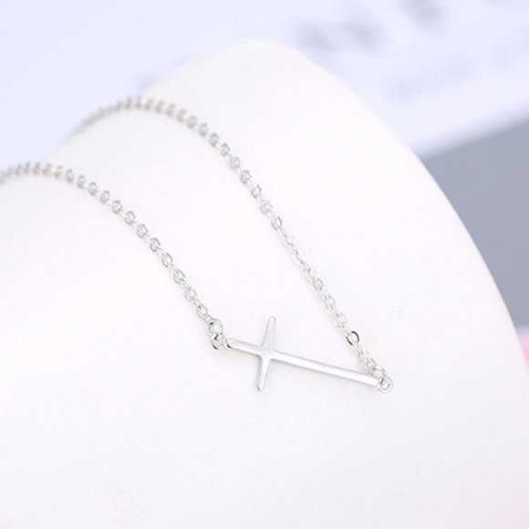 NEW 925 Sterling Silver Dainty Cross Necklace - Picture 3 of 4